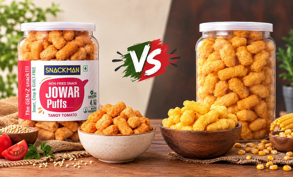 Jowar Puffs vs Fried Corn Puffs.